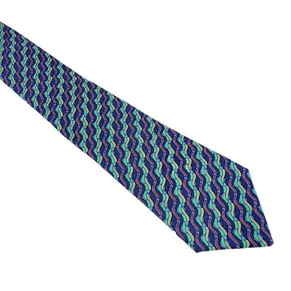 Hermes Geometric printed Silk Necktie Width 3" - Picture 1 of 4